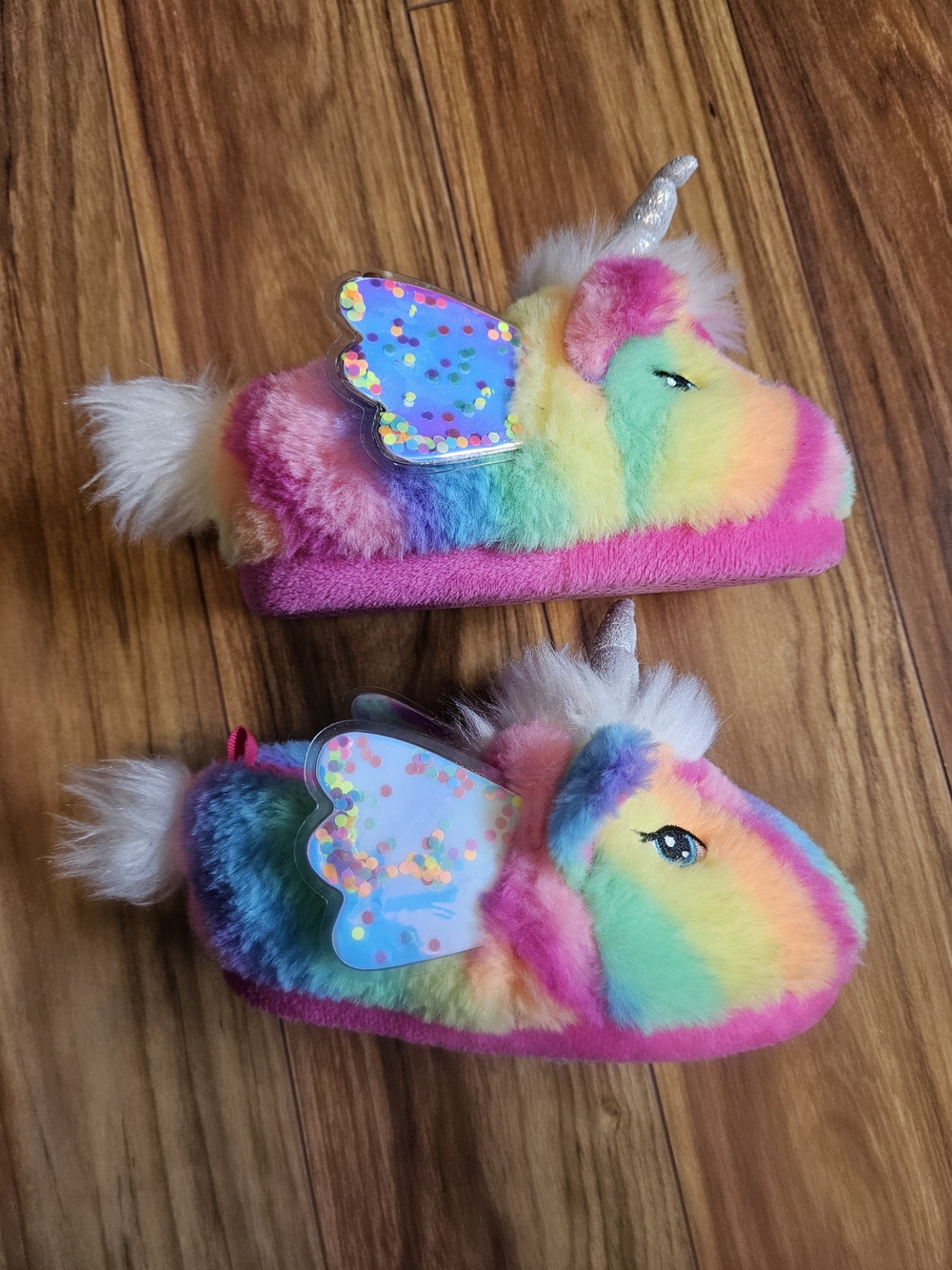 wonder nation Rainbow Unicorn Plush Slippers - Multi